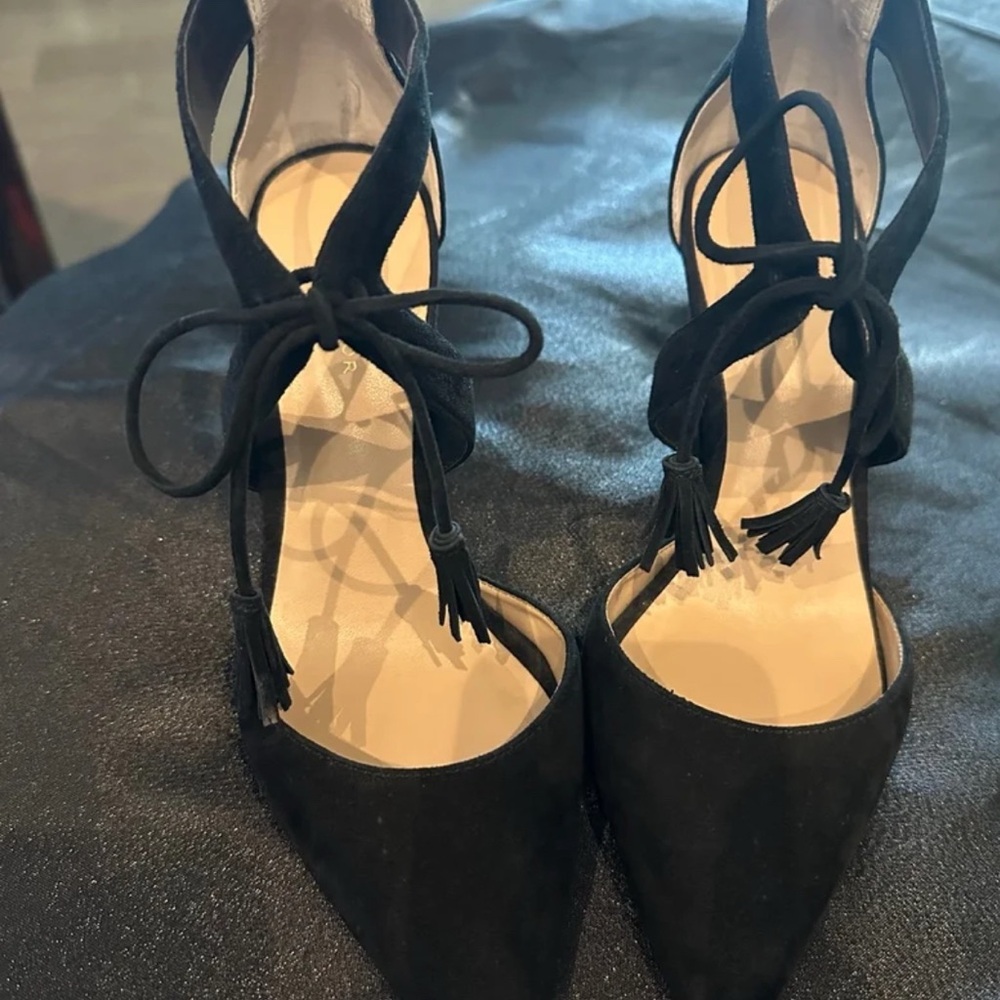 Ann Taylor Black Heels with Crisscross Straps